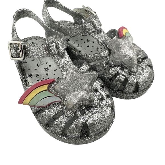 Mini Melissa Silver Sparkle Sandals Toddler Size 7 - Picture 1 of 4